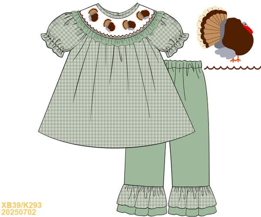 PREORDER Green Turkey Smocked Pant Set