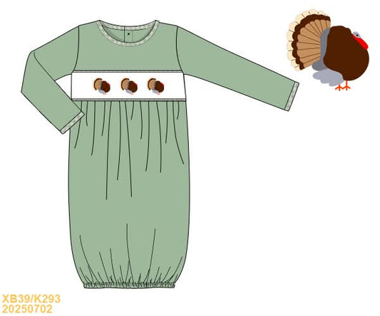 Preorder Boy Green Smocked Turkey Gown