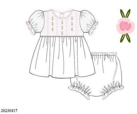 PREORDER White Rose Diaper Set