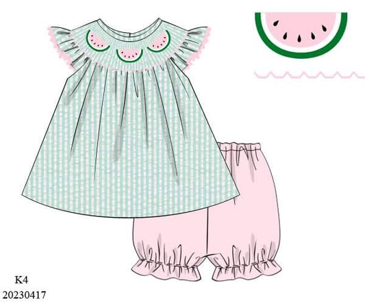 PREORDER Watermelon Seersucker Bloomer Set