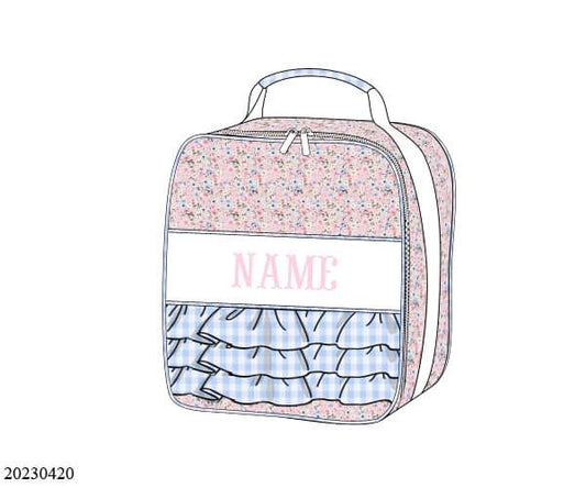 PREORDER Blue Floral Smocked Name Lunch Box