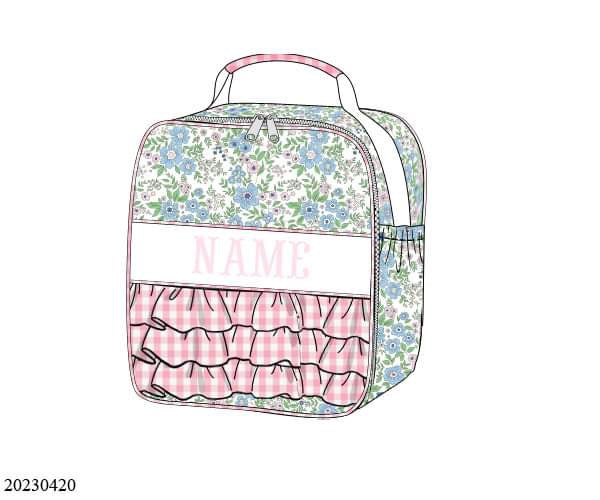 PREORDER Pink Floral Smocked Name Lunch Box