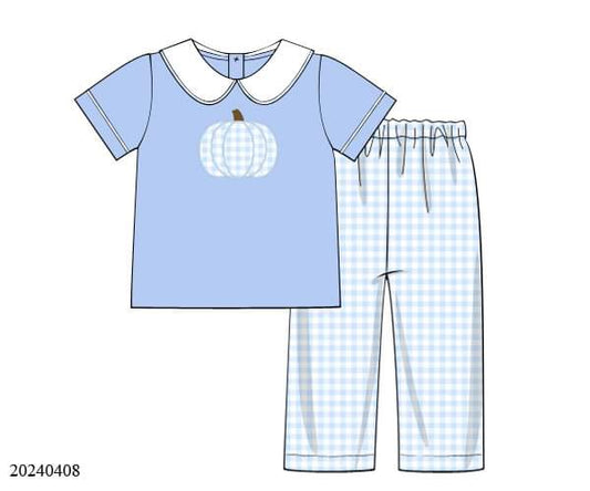 PREORDER Blue Pumpkin Appliqué Pants Set