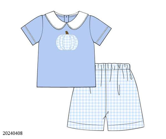 PREORDER Blue Pumpkin Appliqué Shorts Set