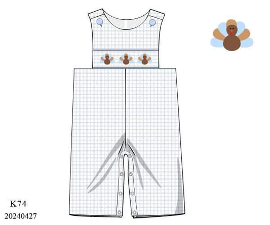 PREORDER Boys Blue Plaid Turkey Longall