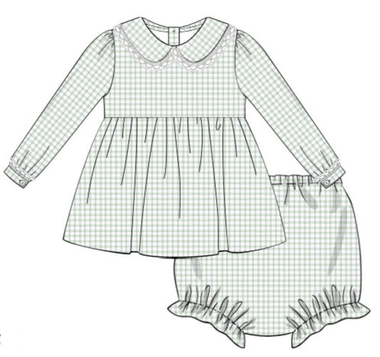 Preorder Sage Green Gingham Collection Girl Diaper Set