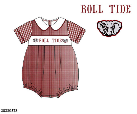 Preorder Roll Tide Smocked Collared Bubble