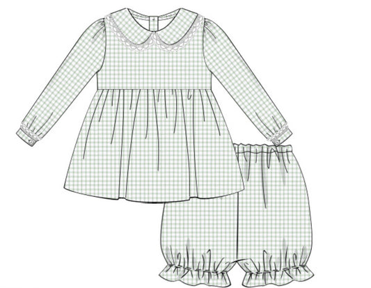 Preorder Sage Green Gingham Collection Girl Set