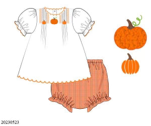 Preorder White French Knot Pumpkin Collection Girl Set