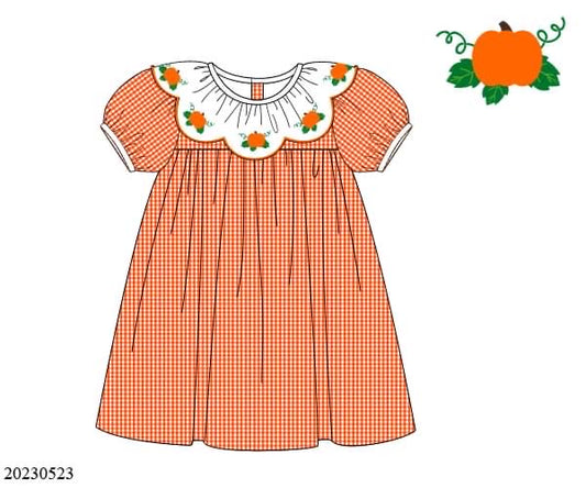 Preorder Scallop Neck Pumpkin Dress