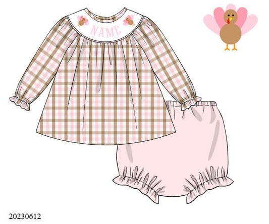 Preorder Personalized Smocked Turkey Set