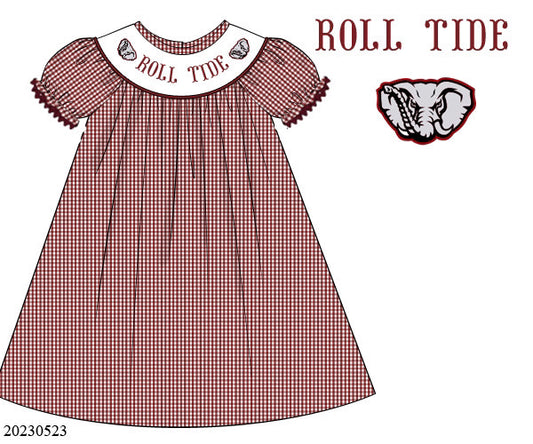 Preorder Roll Tide Smocked Bishop Dress