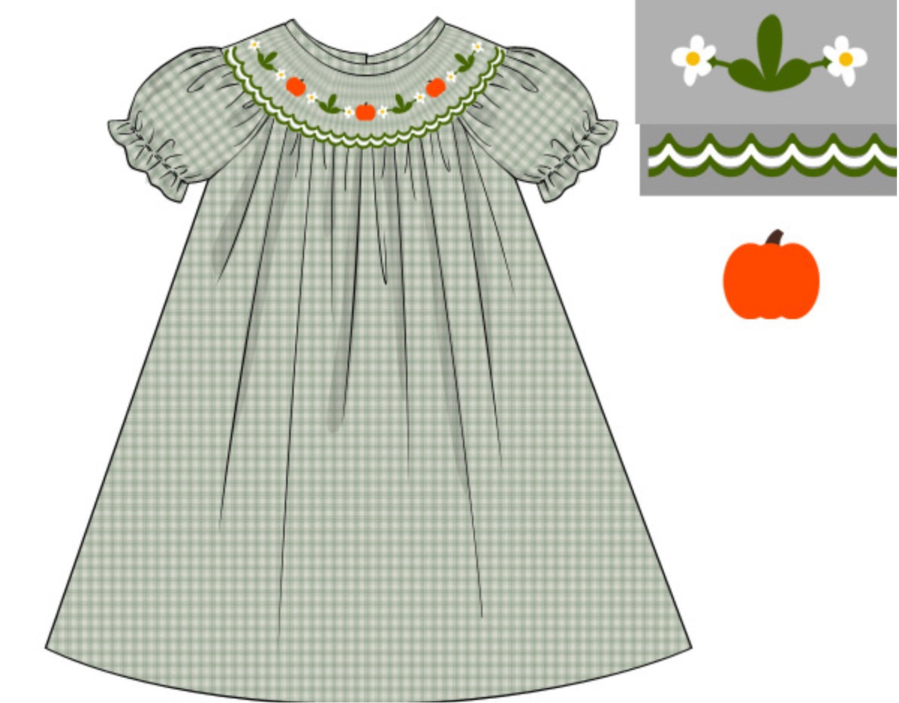 Preorder Olive Pumpkin Collection Bishop Dress