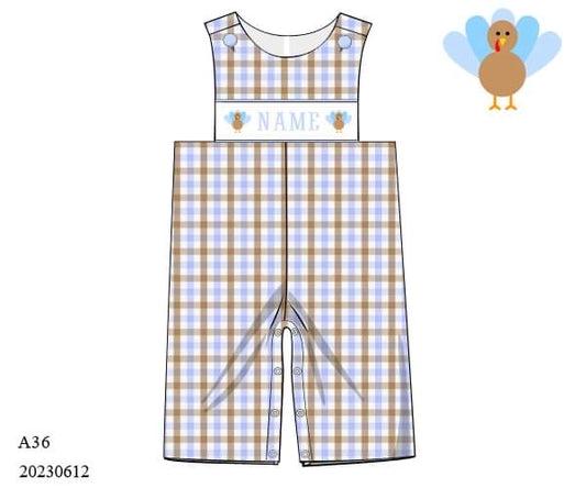 Preorder Boys Personalized Smocked Turkey Longall