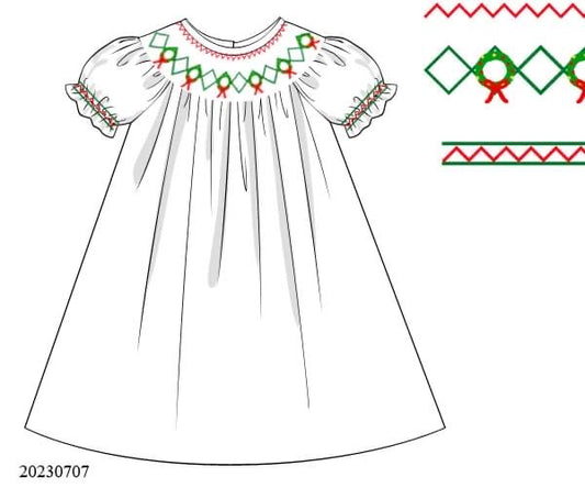 Preorder Smocked Wreath Girls Dress