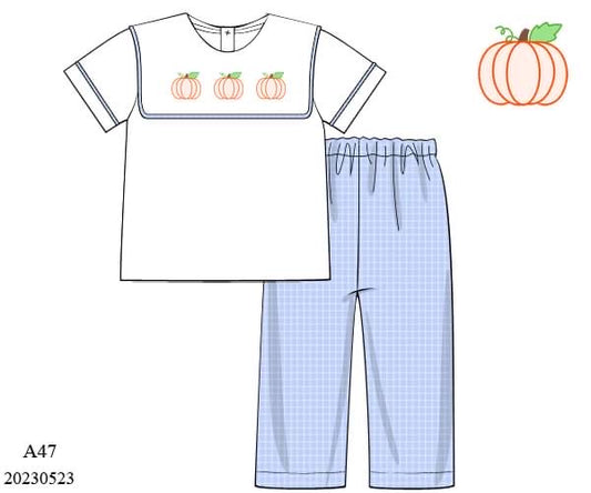 Preorder Blue Bib Boys Pumpkin Set