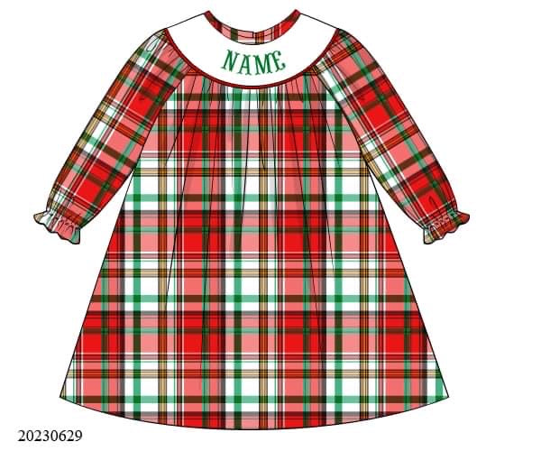 Preorder Personalized Plaid Girls Dress