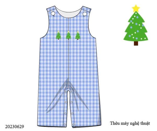 Preorder Boys Blue Gingham Christmas Tree Longall
