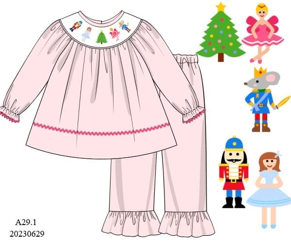 Preorder Nutcracker Smocked Pant Set