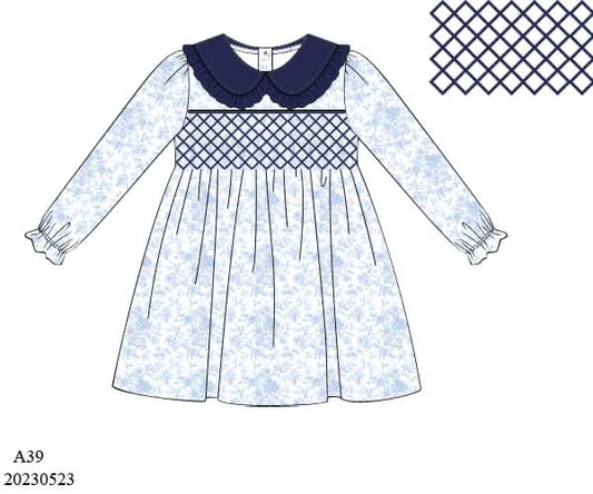 Preorder Blue Floral Toile Collection Dress