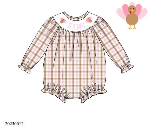 Preorder Personalized Smocked Turkey Bubble