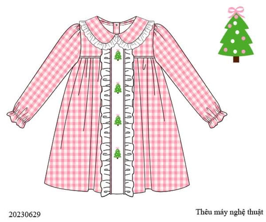 Preorder Pink Gingham Christmas Tree Dress